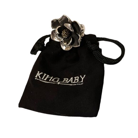 King Baby Solid Sterling Silver Magnolia Flower Ring.             | Size:7 | - Picture 3 of 10